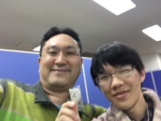 優勝の中島と川崎君 自撮り